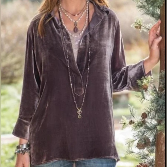 SUNDANCE VELVET 100% SILK TOP Women Sz S Dusty Mauve Whimsical 3/4 Sleeve V-Neck - Picture 1 of 10